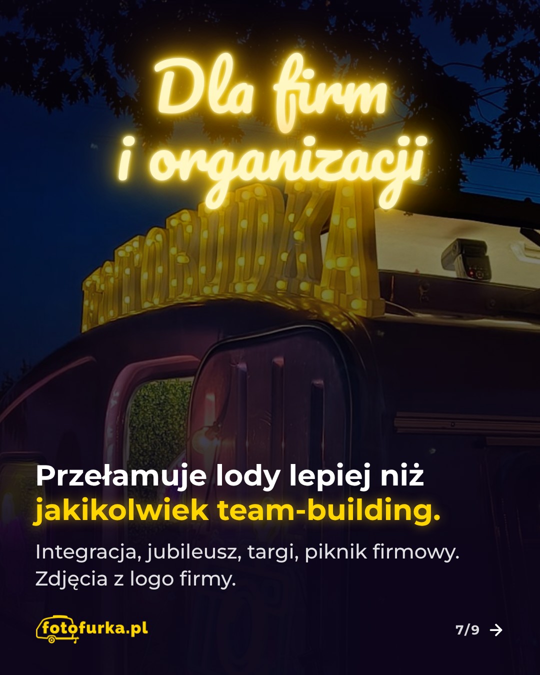Dla firm i organizacji – Przełamuje lody lepiej niż jakikolwiek team-building. Integracja, jubileusz, targi, piknik firmowy. Zdjęcia z logo firmy.